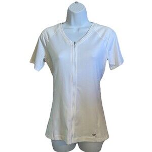 Tommie Copper Shirt Womens  Large Full ZIp Full Back Support White Training